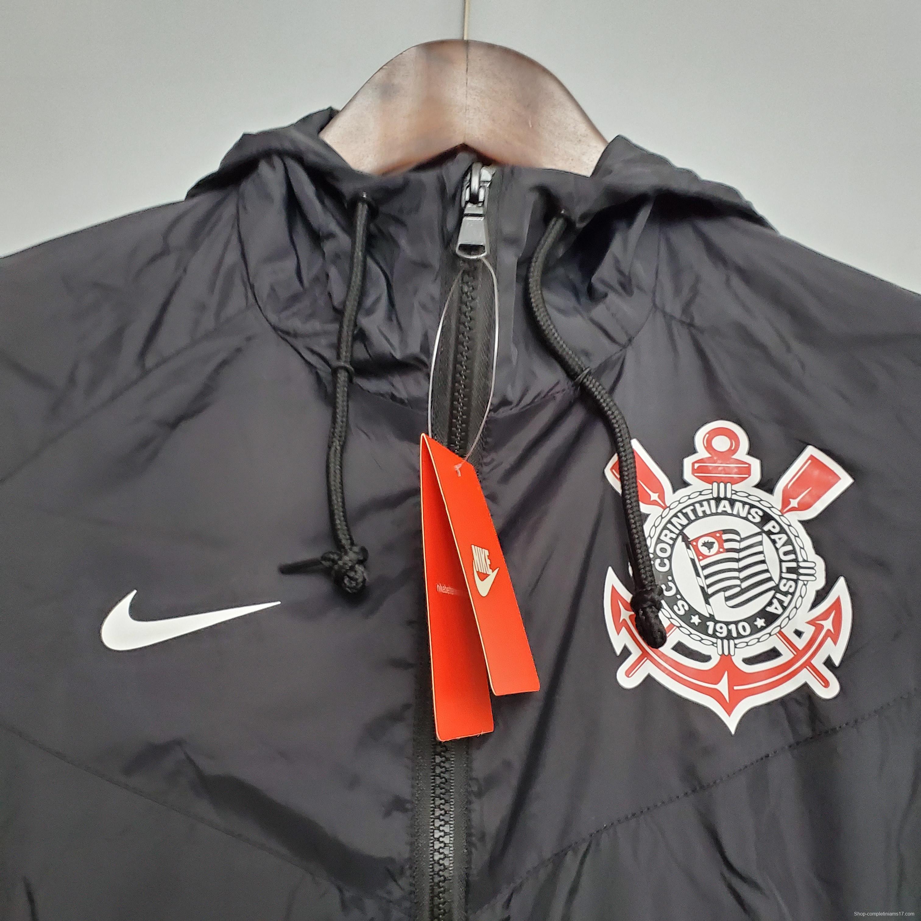 Windbreaker Corinthians Black Soccer Jersey Soccer Jersey