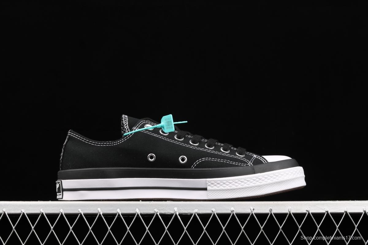 Fragment x Moncler x Converse 1970 S Fujiwara Hiroshi Fujiwara Lightning co-signed Chen Weiting with the same style collision graffiti classic low-top canvas shoes 169069C