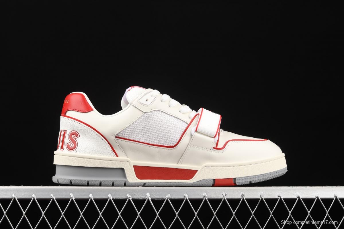 Authentic LV 2021ss early spring fashion catwalk sneakers White Red