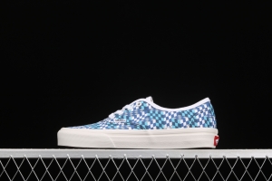 DOE x Vans Authentic chessboard blue and white low-top casual board shoes VN0A4ODU2DJ