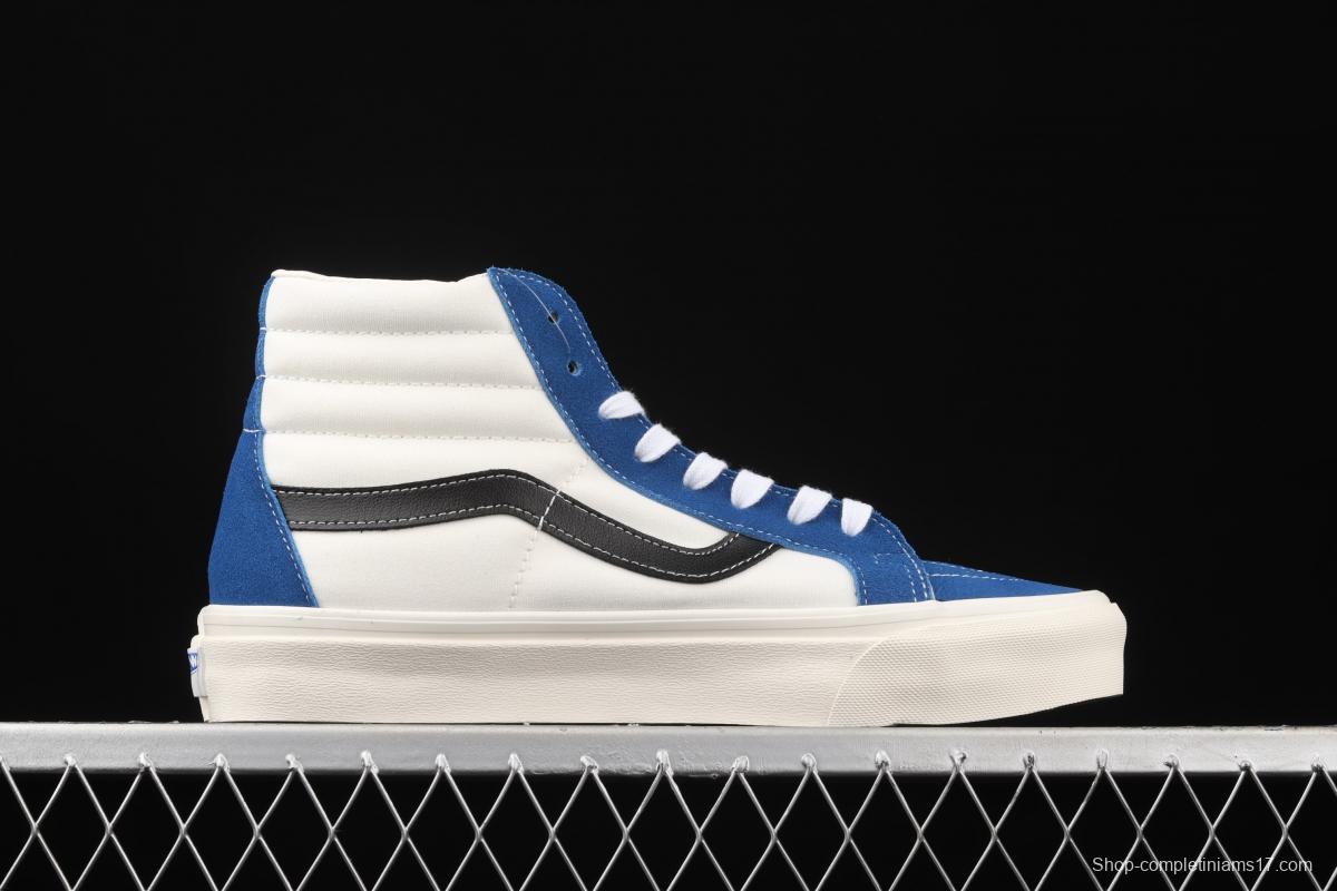 Vans Sk-Hi 38 DX blue-and-white high-top casual shoes VN0A4BVB21R