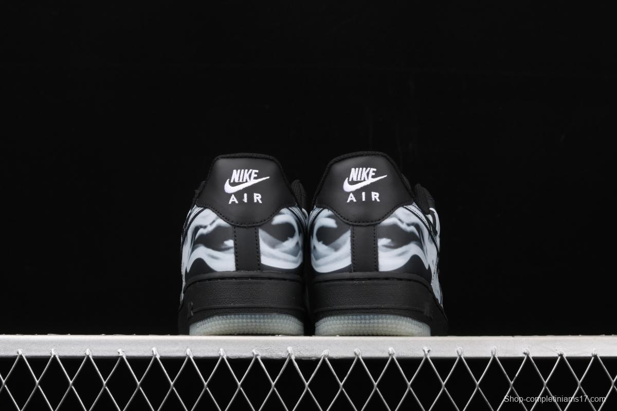NIKE Air Force 1x 07 Skeleton QS Halloween luminous skeleton limited casual board shoes BQ7541-001