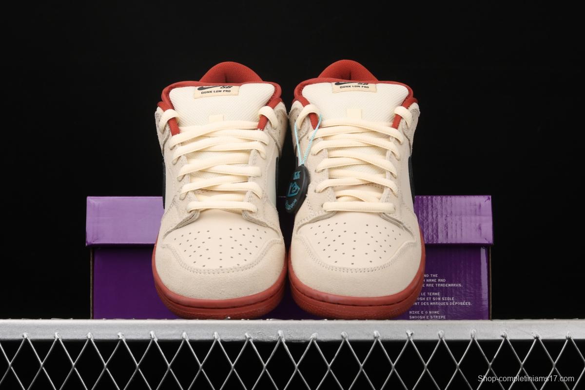 NIKE SB DUNK Low Pro Muslin small fortune cat rice white retro low-side leisure sports skateboard shoes BQ6817-100