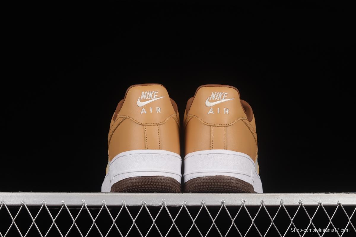 NIKE Air Force 1'07 Low milk tea brown canvas leather color matching low-top casual sneakers DJ6395-100