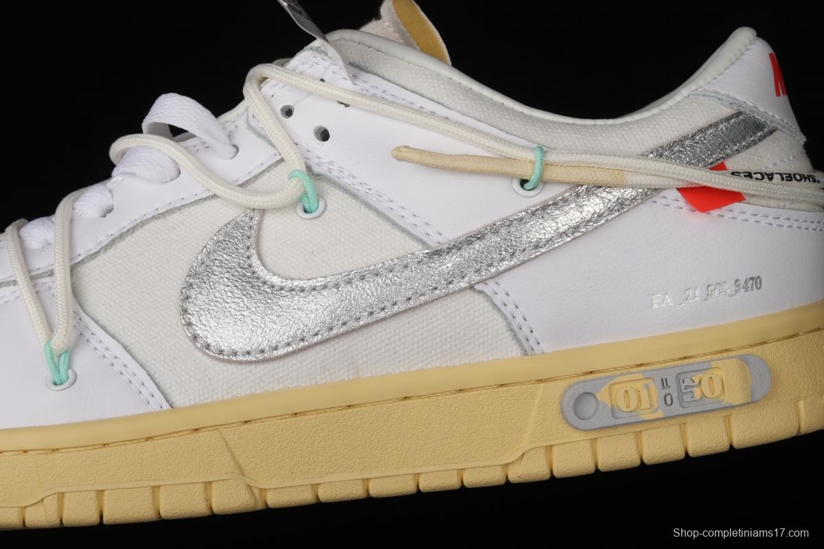 OFF-White x NIKE DUNK Low 04 of 50 OW white gray leisure sports skateboard shoes DM1602-127,