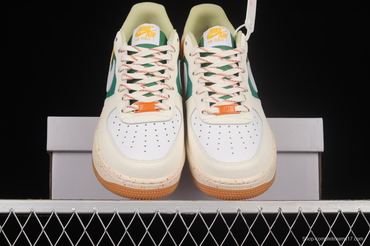 NIKE Air Force 1'07 Lx white, yellow and green color matching low-top sneakers DQ5085-111