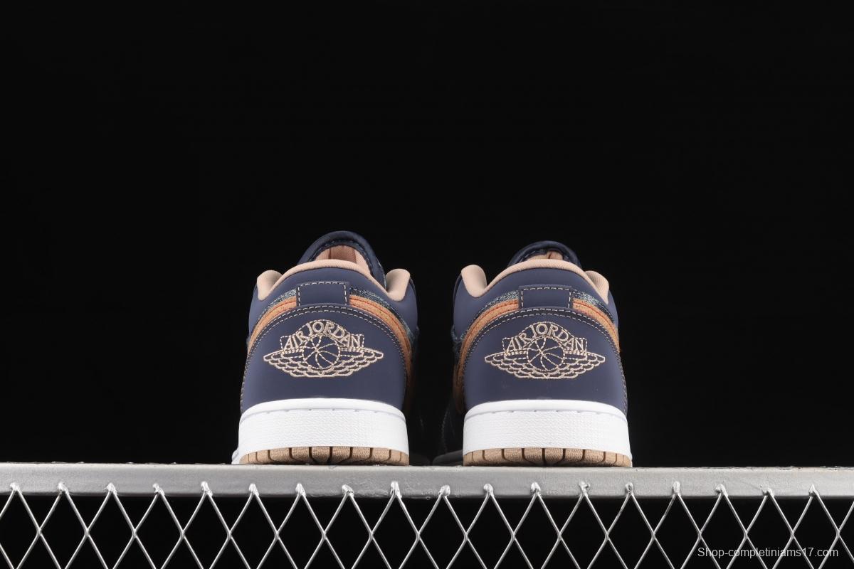 Air Jordan 1 Low dark blue denim low side culture leisure sports shoes DH1259-400