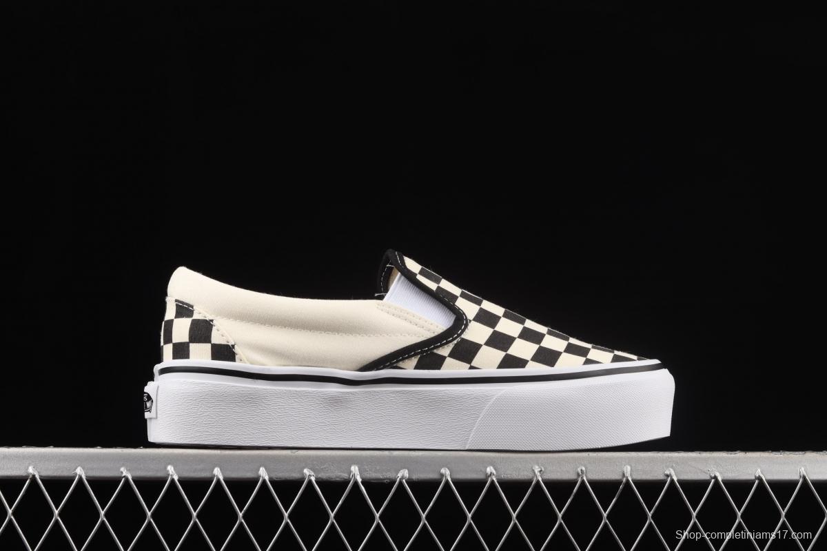 Vans Slip-On Platform classic lazyman black and white checkerboard thick soles shoes VN0A318EBWW