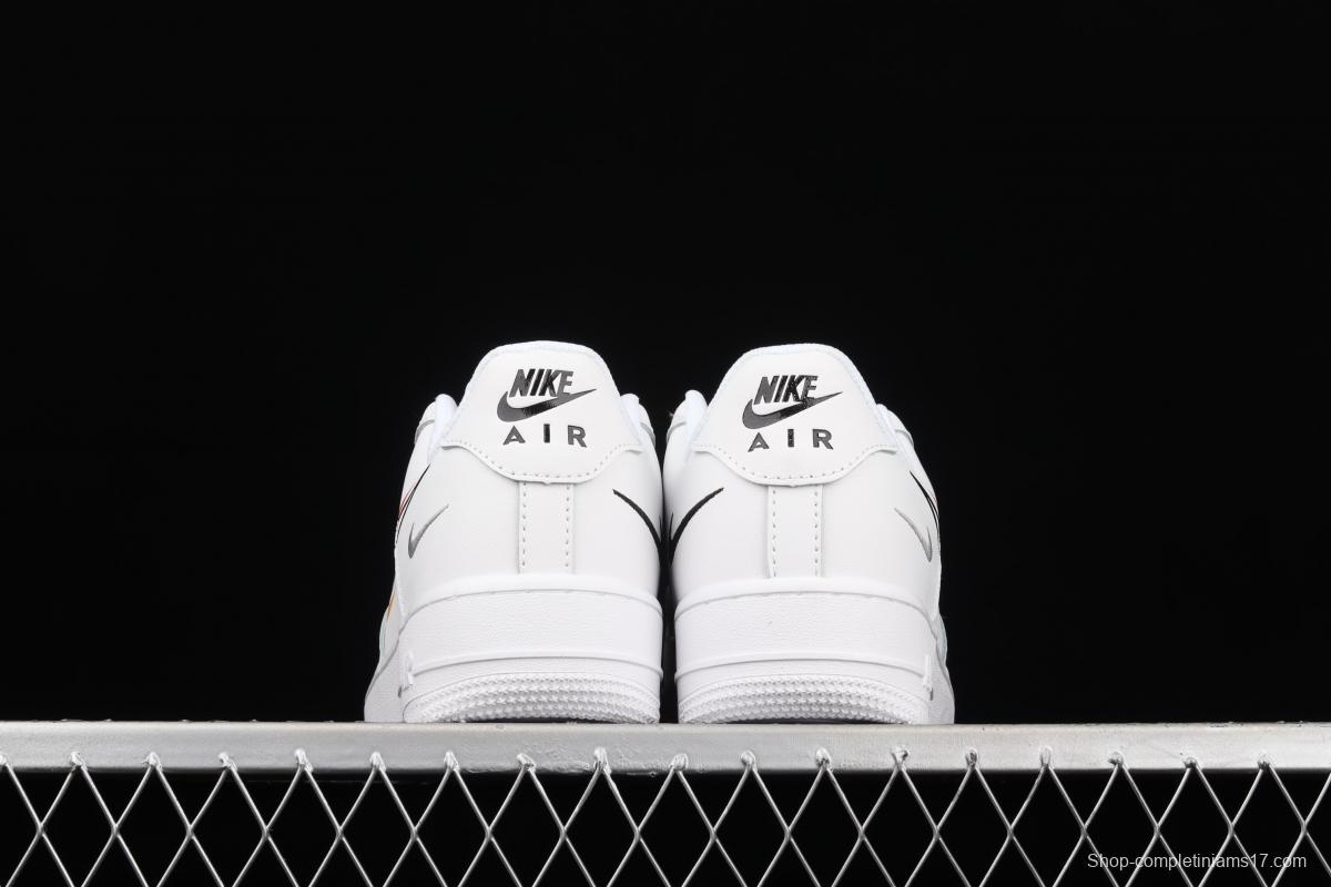 NIKE Air Force 1 Low Multi Swoosh all-white colorful low-top casual board shoes DM9096-100