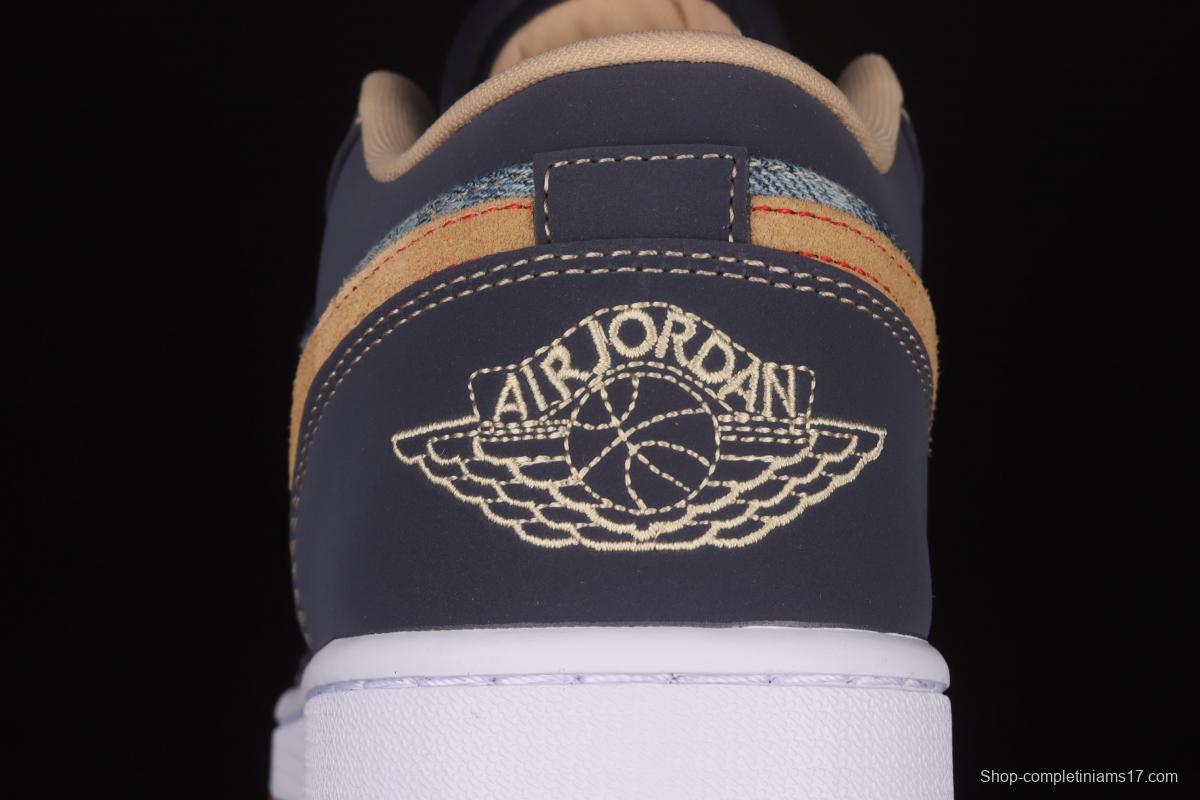 Air Jordan 1 Low dark blue denim low top basketball shoes DH1259-400