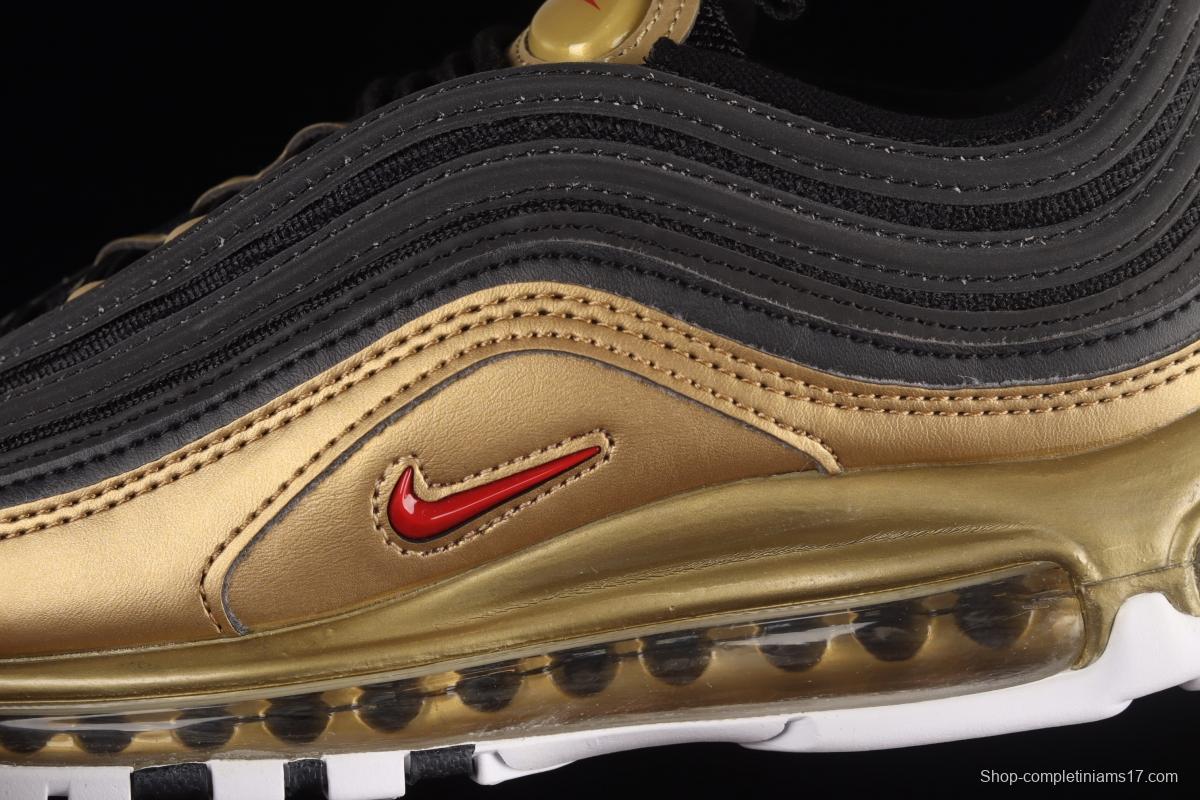 NIKE Air Max 97 SE bullet black gold matching air cushion running shoes AQ4137-200