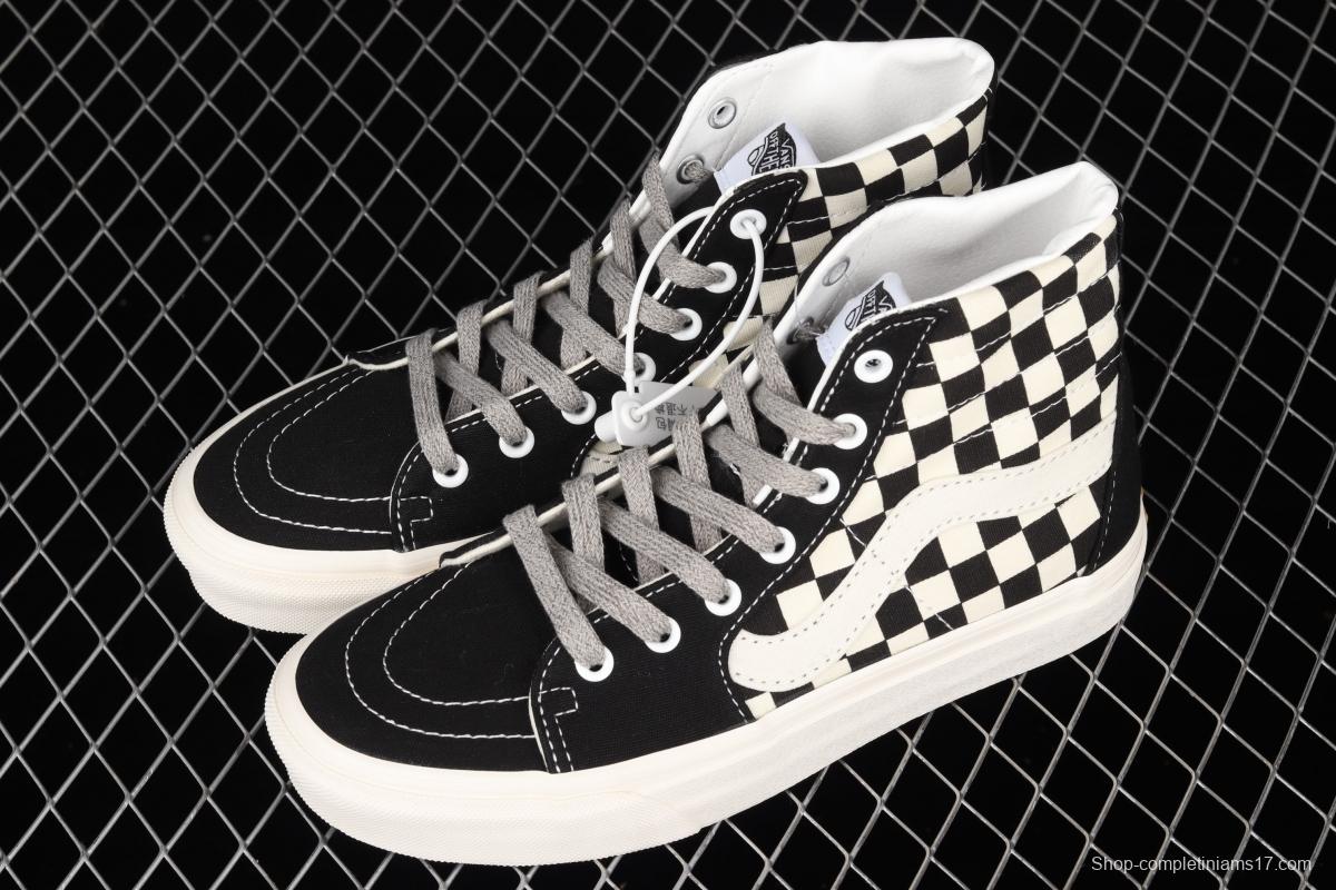 Vans Sk8-Hi Authentic black and white checkered high-top casual board shoes VN0A4RWY2BK