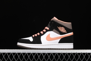 Air Jordan 1 Mid black pink peach goddess festival basketball shoes DH0210-100