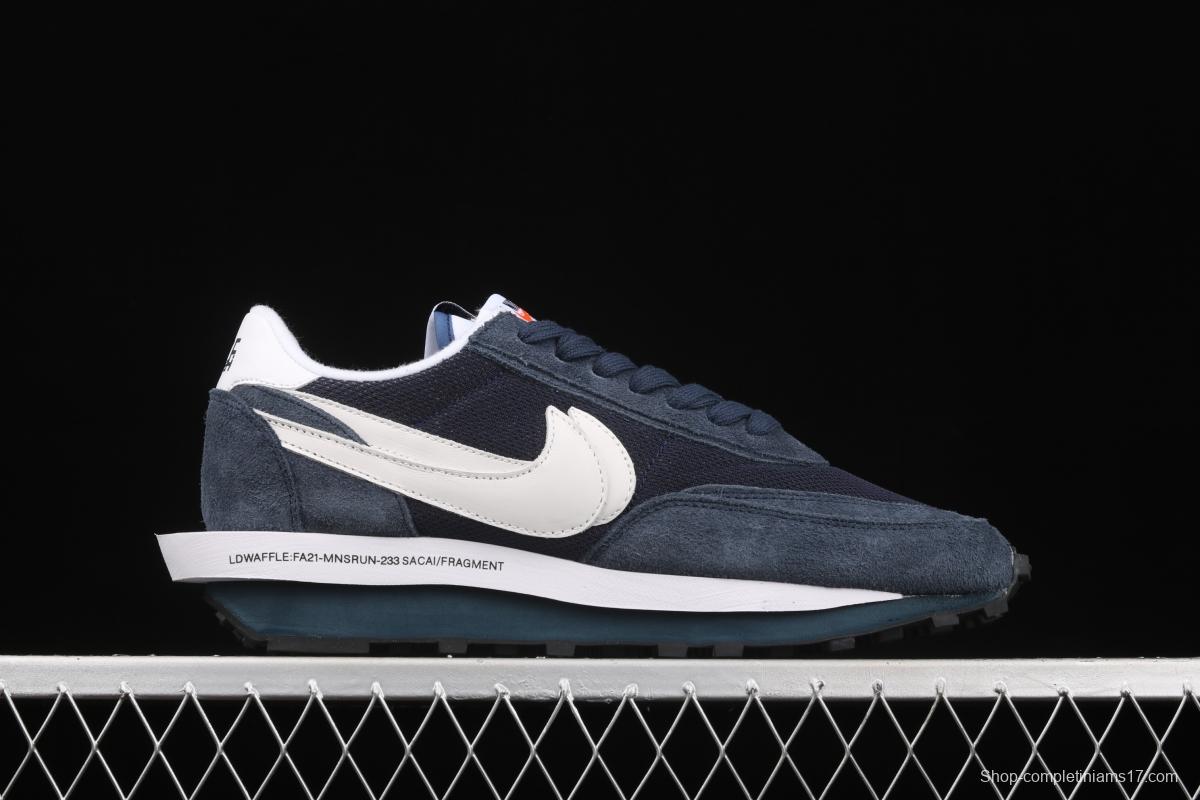 Fragment Design x Sacai x NIKE LDWaffle co-named overlapping design avant-garde waffle deformable leisure jogging shoes DH2684-400