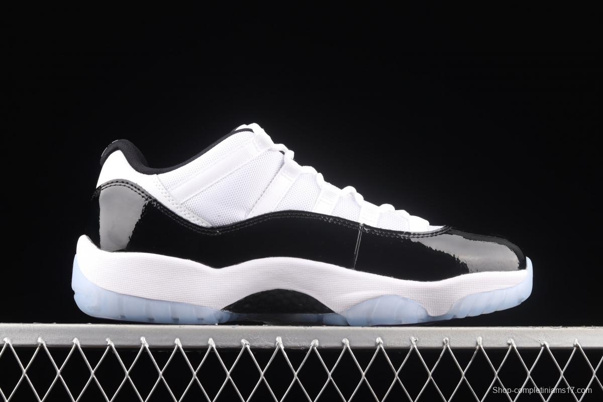 Air Jordan 11 Low Concord 1 kangkou white and black original standard real carbon fiber low top basketball shoes 528895-153