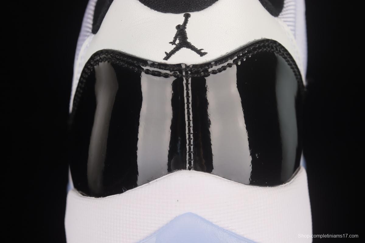 Air Jordan 11 Low Concord 1 Kang buckle white and black real standard real carbon low-top basketball shoes 528895-153