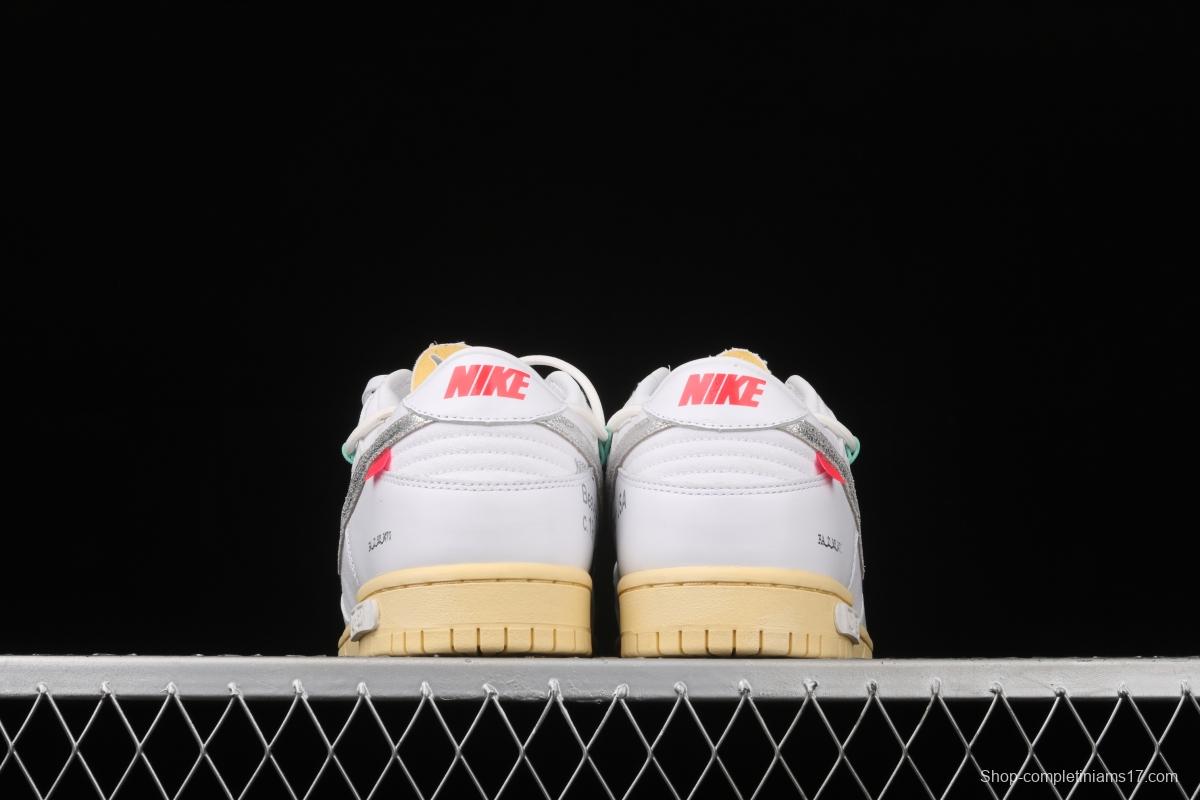OFF-White x NIKE DUNK Low 04 of 50 OW white gray leisure sports skateboard shoes DM1602-127,