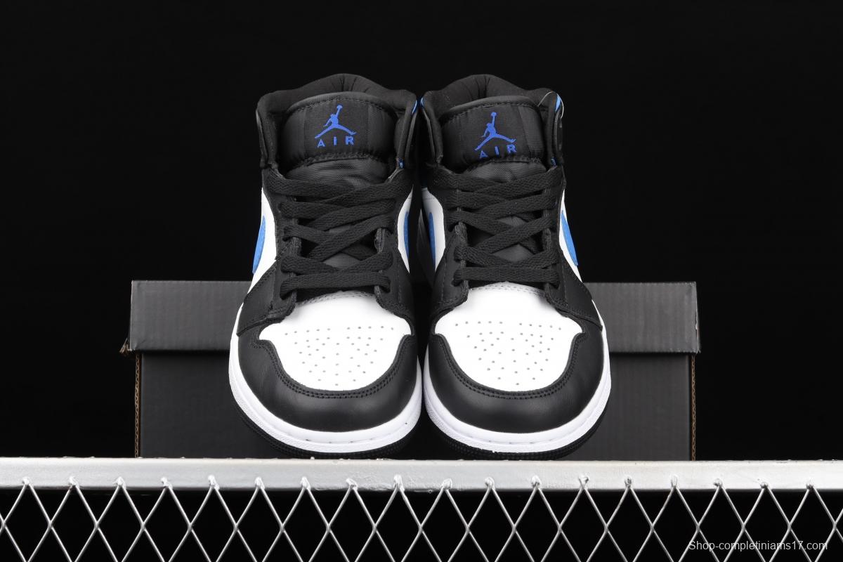 Air Jordan 1 Mid black, white and blue panda cultural basketball shoes 554725-140