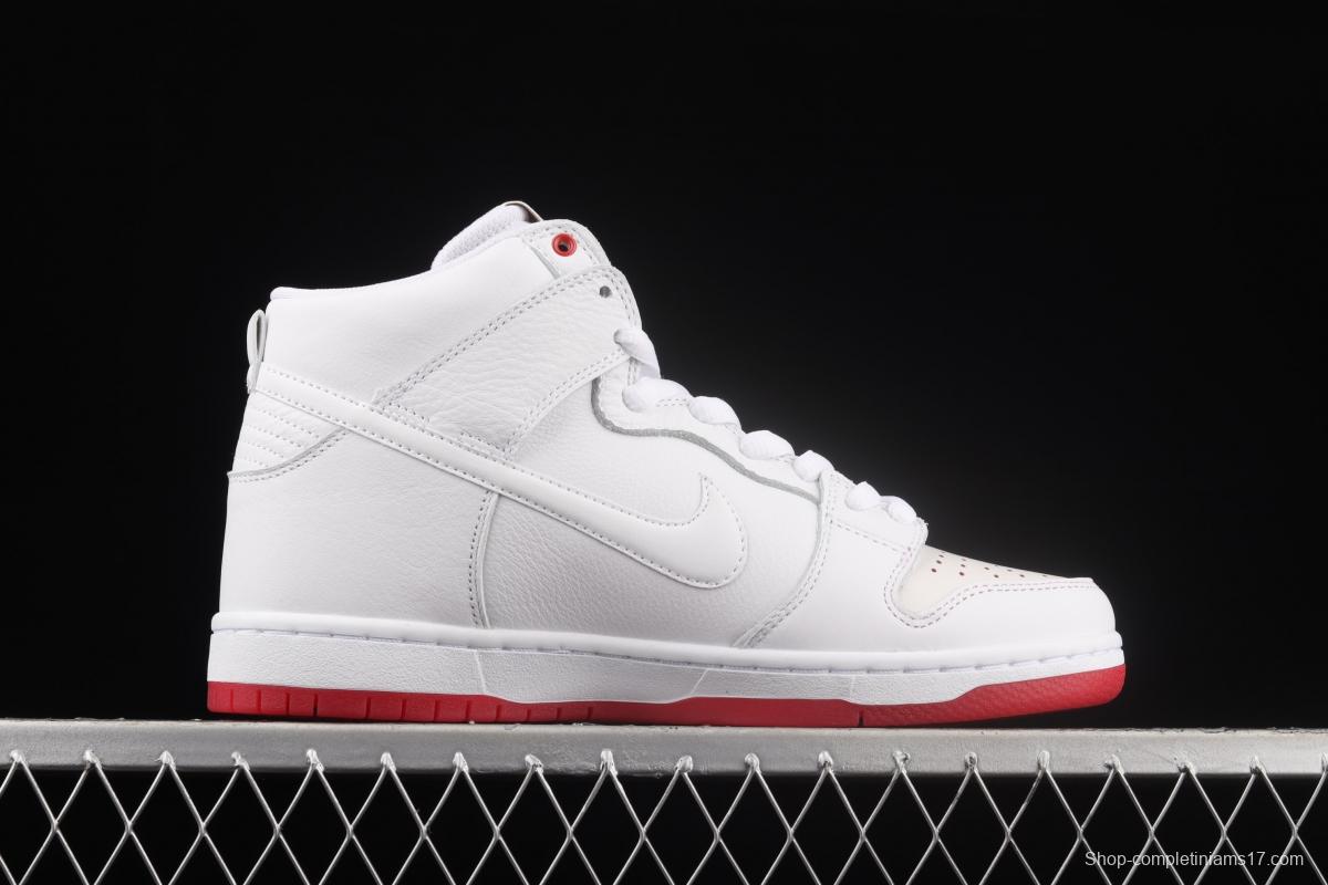 NIKE DUNK SB Zoom High Pro Qs white and red scraping, white coconut SB crushing rebounds, high upper shoes AH9613-116