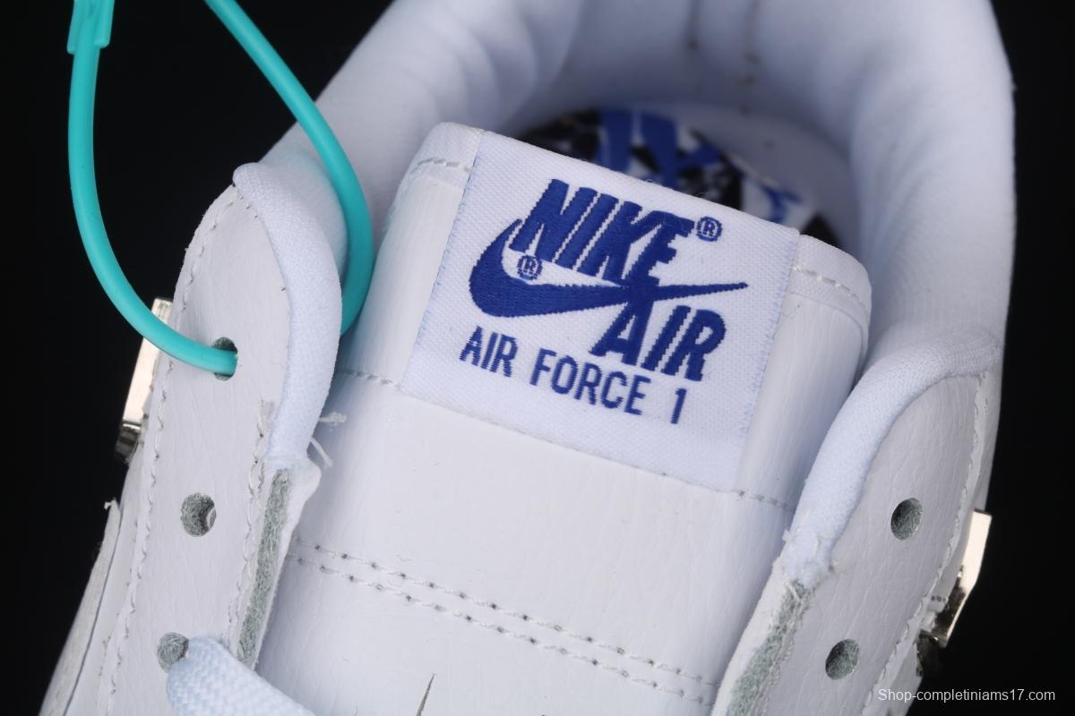 NIKE Air Force 11607 Low All white joint name small silver hook low-top casual board shoes CT1990-100