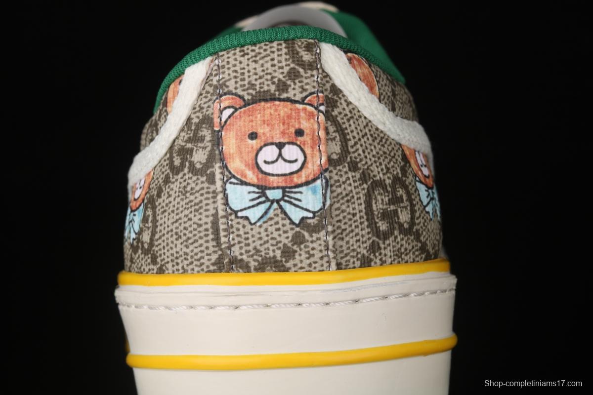 Gucci Tennis 1977 Print Sneaker canvas bear printed retro leisure sports board shoes