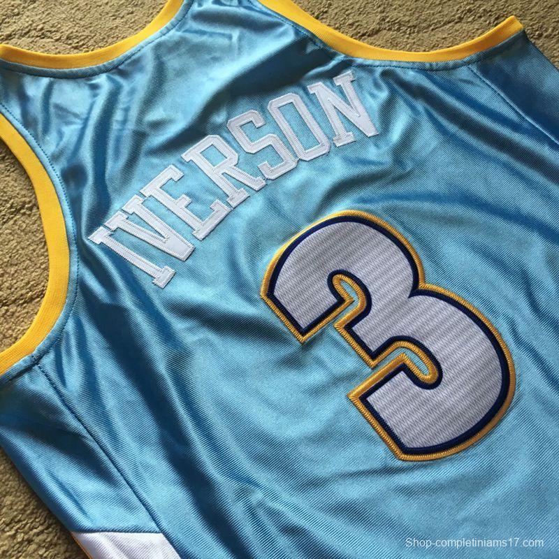 Men's Allen Iverson Sky Blue Retro Classic Team Jersey