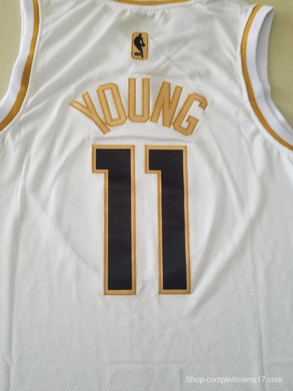 Trae Young 11 White Golden Edition Jersey