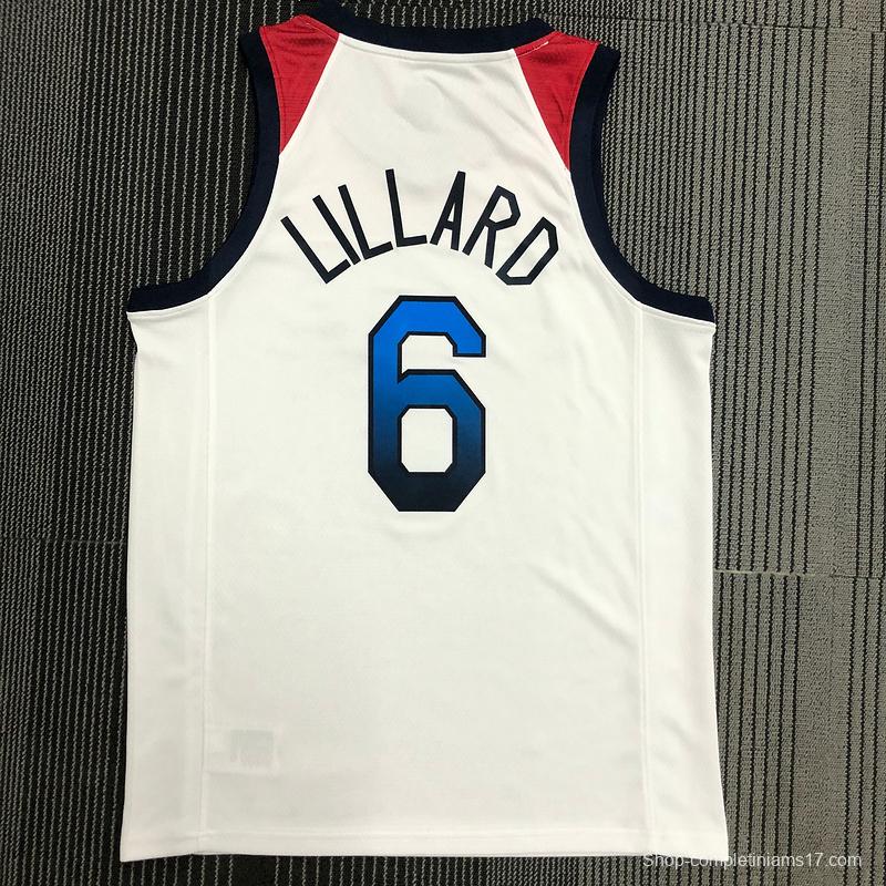 Thai Version Men's Damian Lillard White USA Basketball Player Jersey