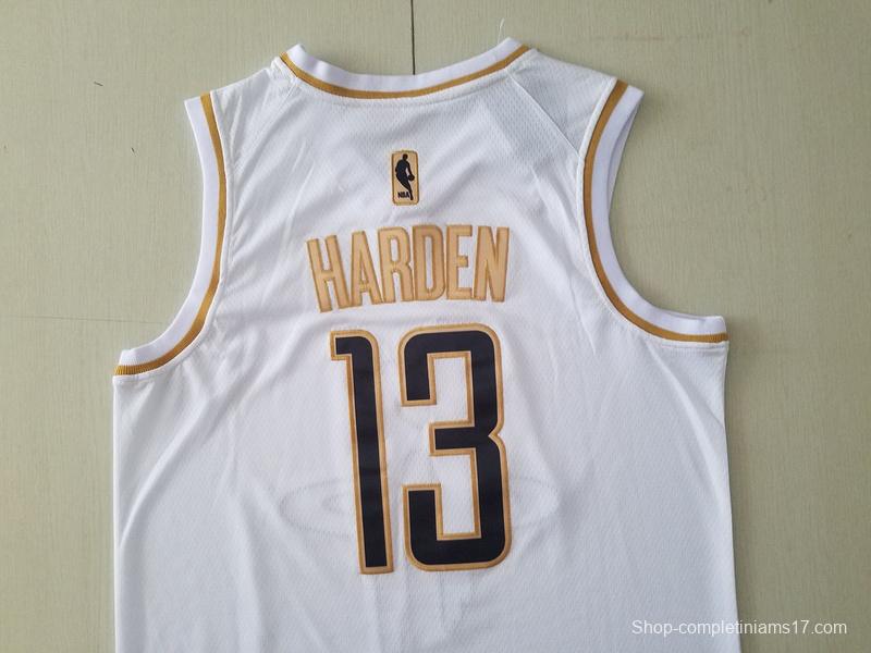 James Harden 13 White Golden Edition Jersey