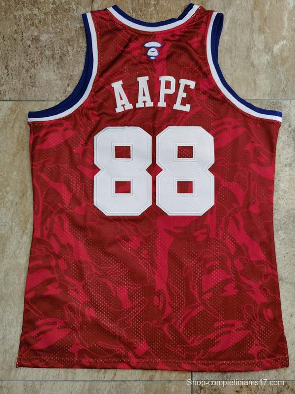 Men's AAPE Red Retro Classic Team Jersey