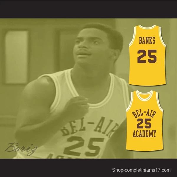 The Fresh Prince of Bel-Air Alfonso Ribeiro Carlton Banks Bel-Air Academy Yellow Basketball Jersey