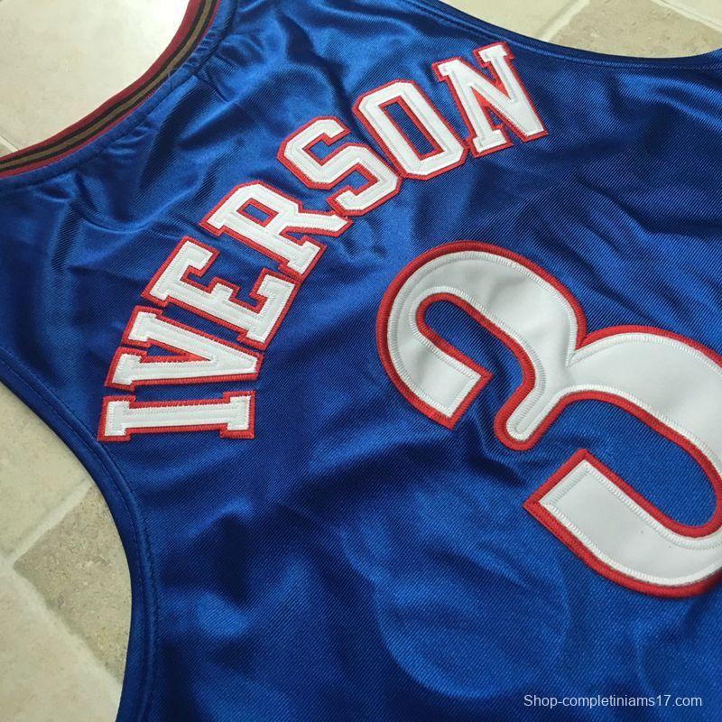 Men's Allen Iverson Blue Retro Classic Team Jersey