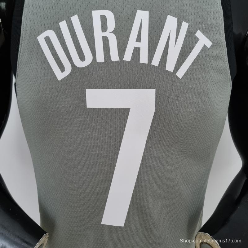 75th Anniversary Durant #7 Brooklyn Nets City Edition Gray NBA Jersey