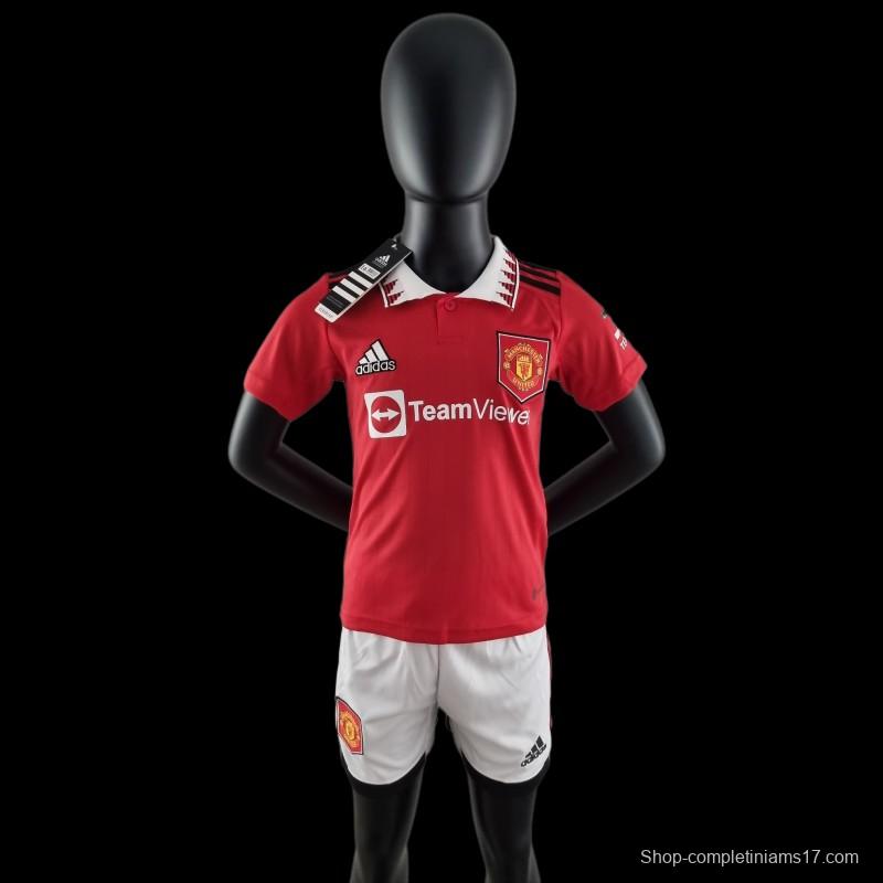 22/23 Kids Kit Manchester United Home 16-28 Soccer Jersey