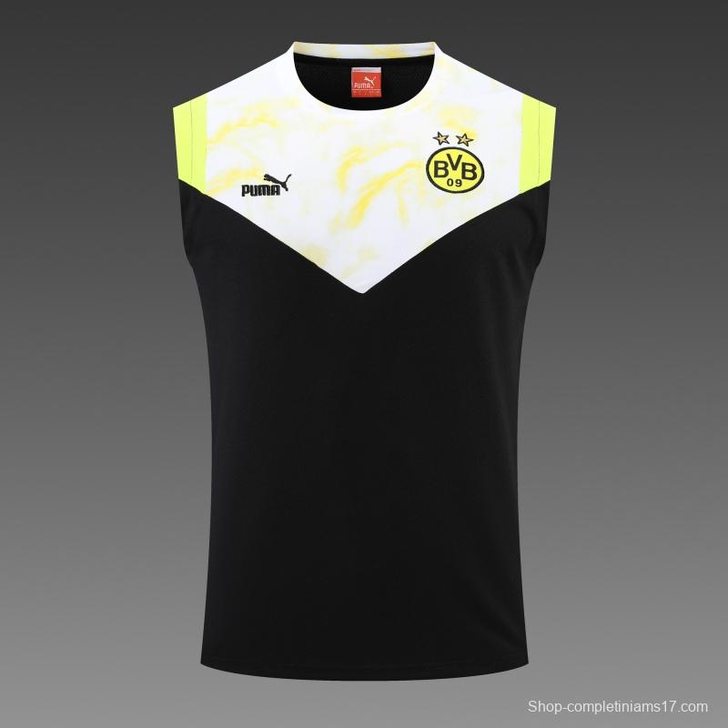 2022 Borussia Dortmund Vest Training Jersey Kit Black And White