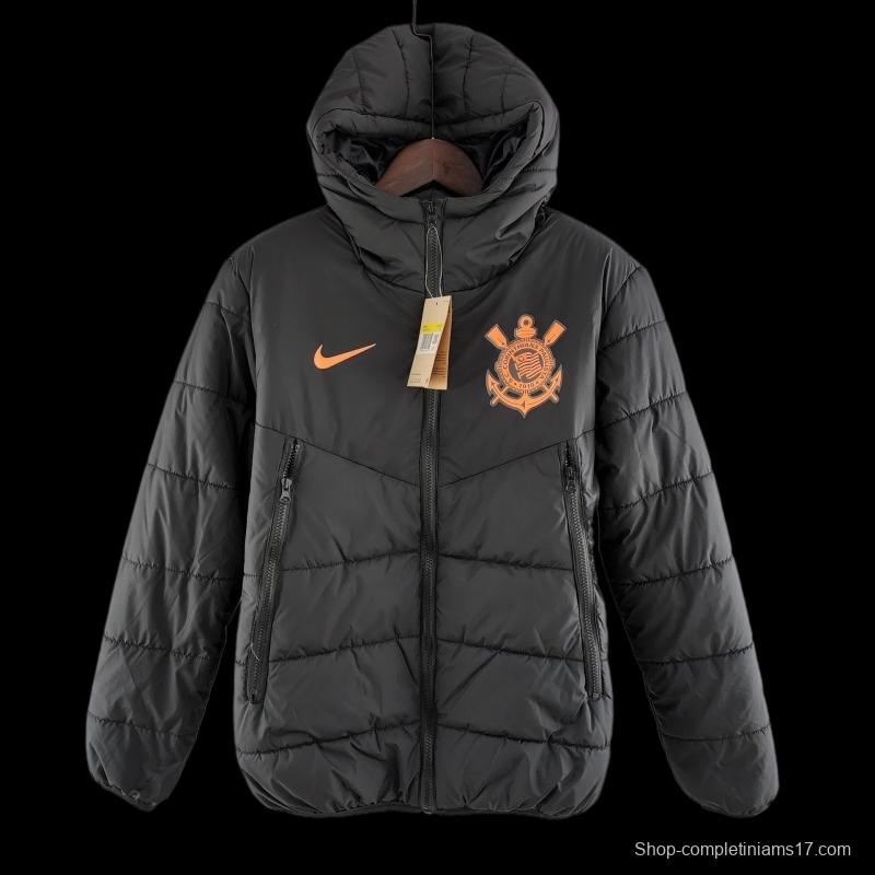 2022 Corinthians Down coat Jacket Black Orange Label