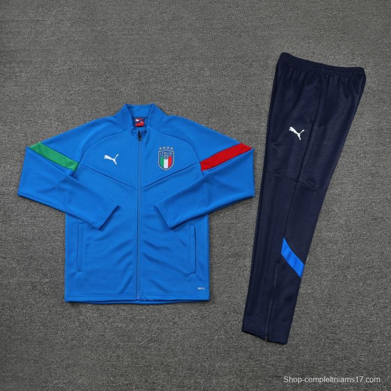 2022 Italy Blue Full Zipper Jacket+Long Pants