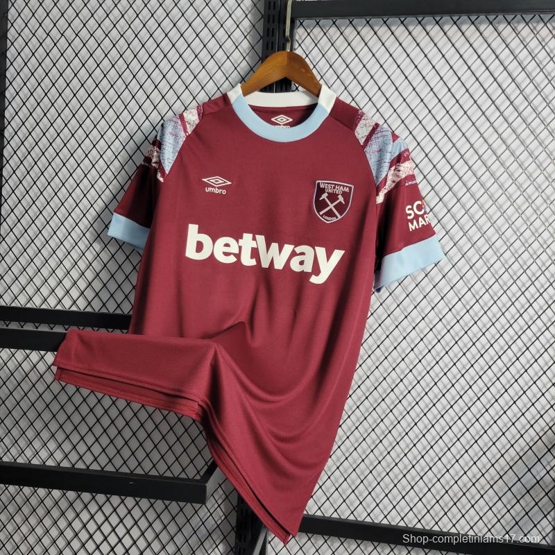 22/23 West Ham Home Soccer Jersey