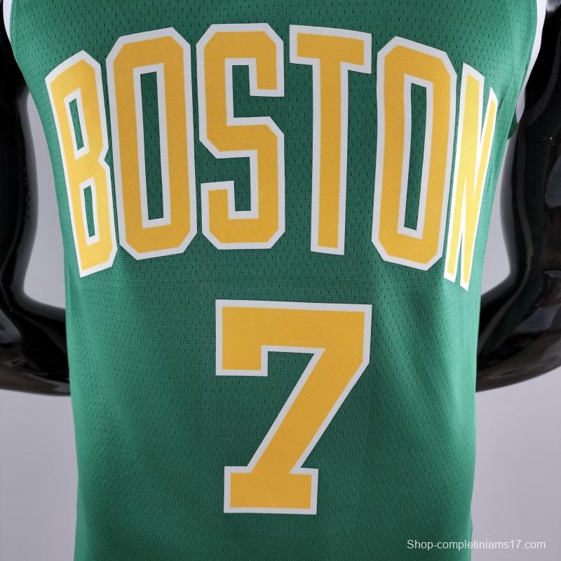 Boston Celtics BROWN#7 Green Gold NBA Jersey