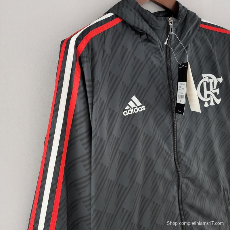 2022 Flamengo Windbreaker Black Red &amp; White Edge