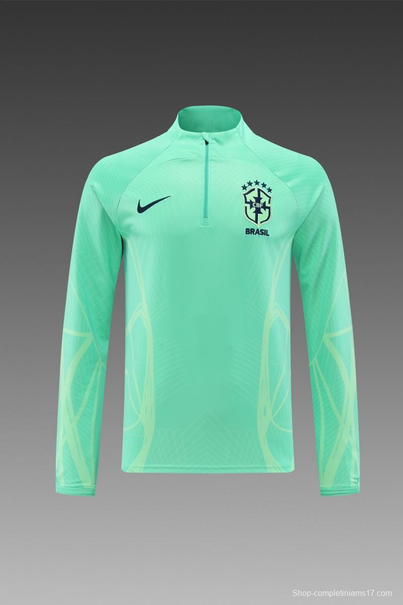 2022 Brazil Green Half Zipper Tracksuit