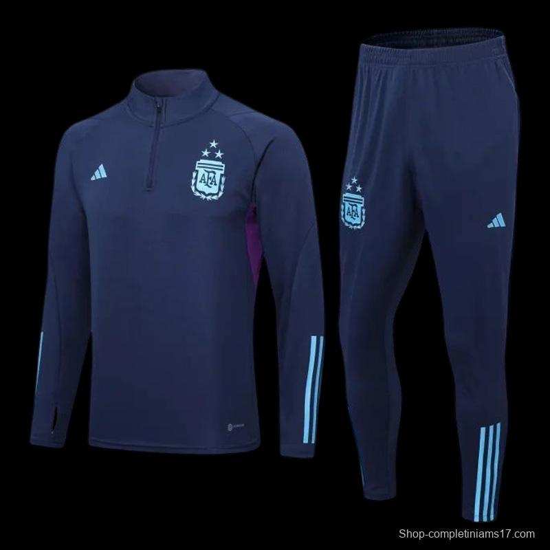 3 Stars 2022 Argentina Navy Half Zipper Tracksuit