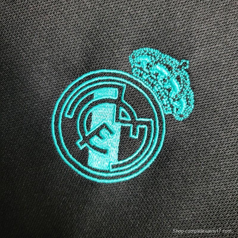 Retro Long Sleeve 17-18 Real Madrid Away Black Jersey