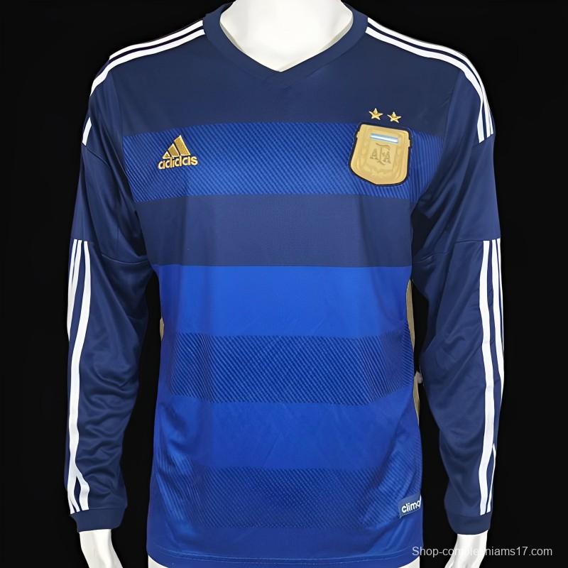 Retro 2014 Argentina Home Long Sleeve Soccer Jersey