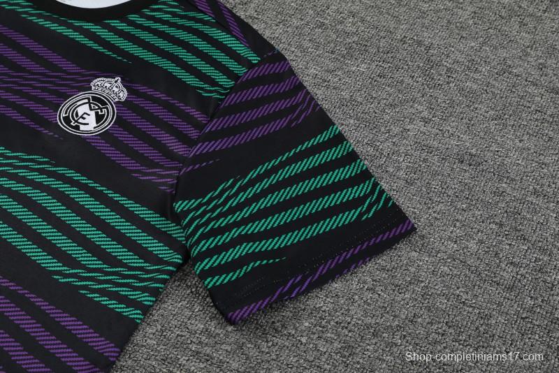 23-24 Real Madrid Stripe Pattern Short Sleeve+Shorts