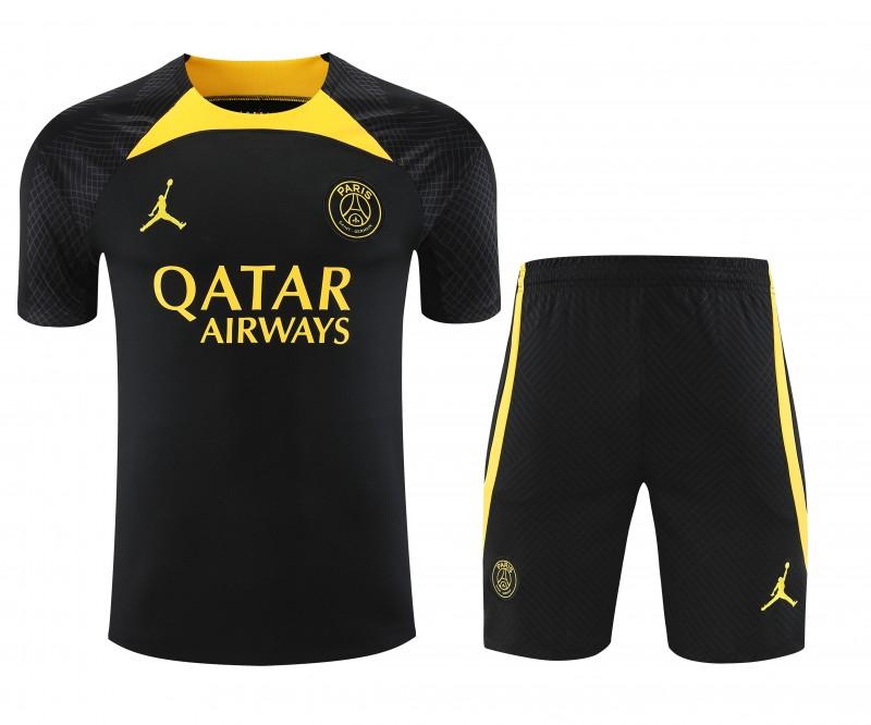 23-24 PSG Black Yellow Short Sleeve+Shorts