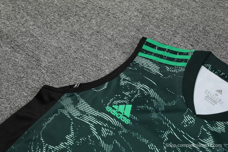 23-24 Real Madrid Black Green Pattern Vest Jersey+Shorts