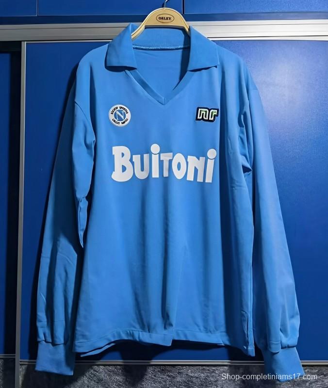 Retro Napoli 87/88 Home Long Sleeve Soccer Jersey