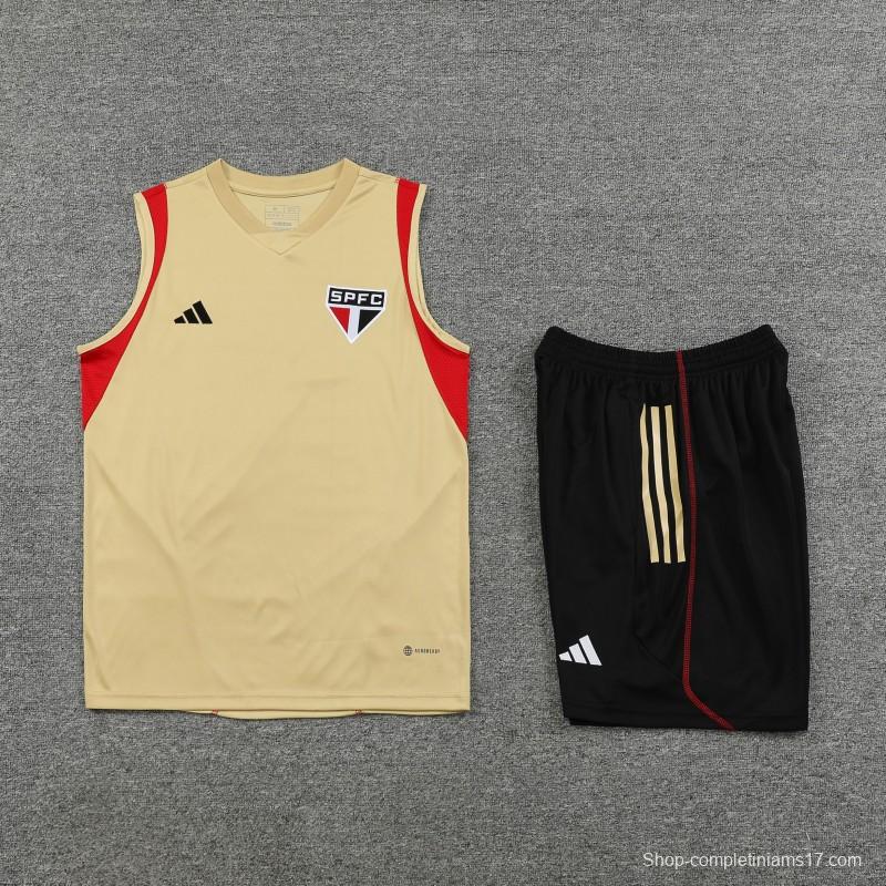 23-24 Sao Paulo Beige Vest Jersey+Shorts