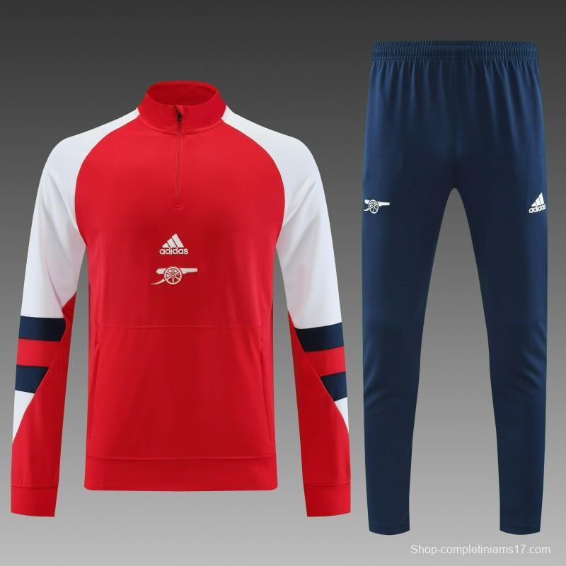 23/24 Arsenal Red/White Half Zipper Jacket+ Pants